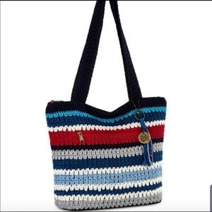 The SAK Amberly Crochet Large Tote Narina Stripes